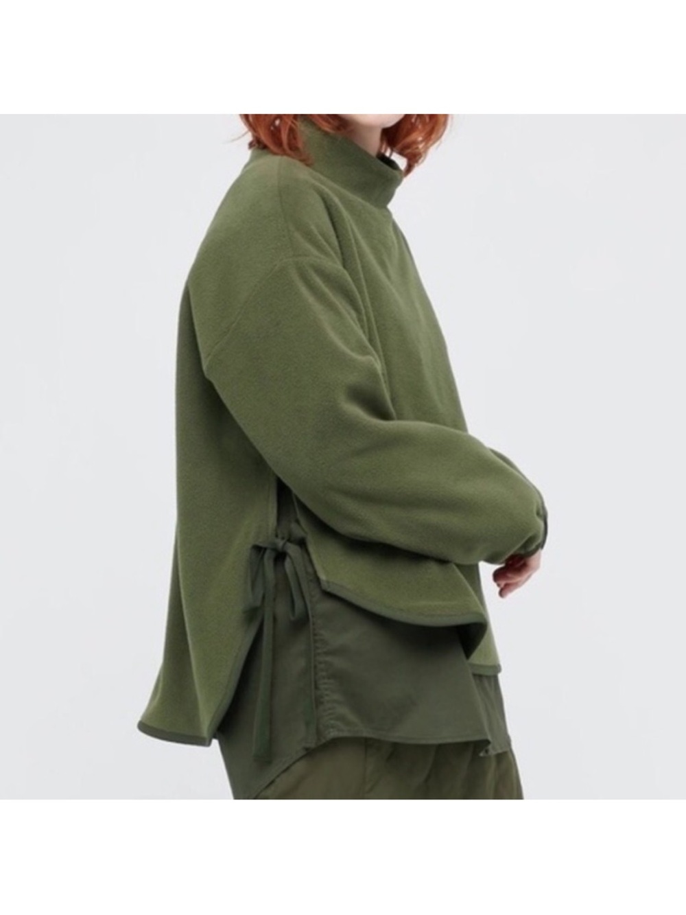 Uniqlo White Mountaineering green mock neck fleece size Medium